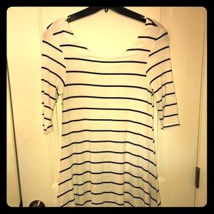 White & black stripped dress